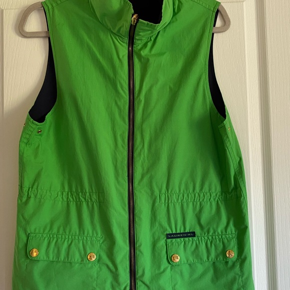 LAUREN-RL Zipper Reversible Vest Green Navy SZ PS - Picture 2 of 10